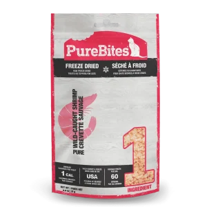 PureBites - Crevette Sauvage - Gâteries ou Garnitures Lyophilisées pour Chats