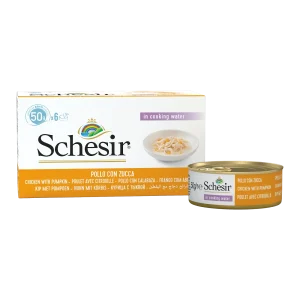 Schesir - Chat Adulte Poulet et Citrouille au Naturel - Multipak de 6 x 50 g - Nourriture Humide pour Chats