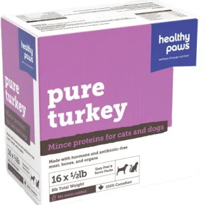 Healthy Paws Pure - Dinde Hachée et Organes - Nourriture Crue Congelée pour Chiens