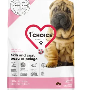 1st Choice - Chiot Toutes Races Peau & Pelage Agneau et Poisson - Nourriture Sèche pour Chiens