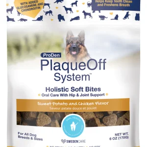 Plaque Off System Holistic Soft Bites - Soutien Buccal et Articulations, Saveur de Patate Douce et Poulet - Gâteries pour Chiens
