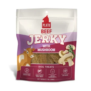 Plato - Jerky de Boeuf et Champignon - Gâteries Naturelles pour Chiens