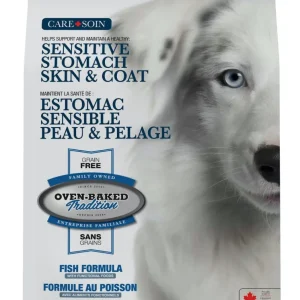 Oven-Baked Tradition - Chien Soin Estomac Sensible et Peau & Pelage Poisson - Nourriture Sèche Sans Grains pour Chiens