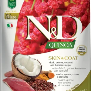 Famina N&D Quinoa - Chien Peau et Pelage Canard - Nourriture Sèche Sans Grains pour Chiens
