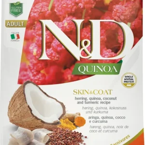 Famina N&D Quinoa - Chat Peau et Pelage Hareng - Nourriture Sèche Sans Grains pour Chats