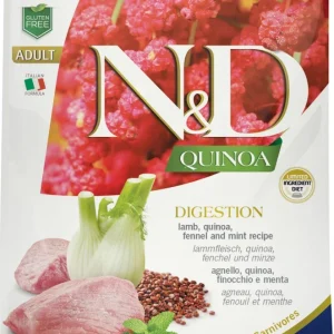 Famina N&D Quinoa - Chat Digestion Agneau - Nourriture Sèche Sans Grains pour Chats