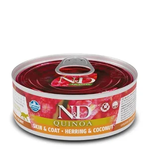 Famina N&D Quinoa - Chat Peau et Pelage Hareng et Noix de Coco - Nourriture Humide Sans Grains pour Chats