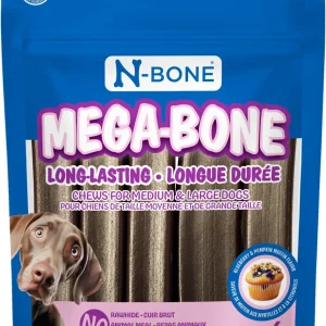 N-Bone Mega-Bone - Bâtonnets Saveur de Muffin aux Mrytilles et Citrouille - Gâteries Dentaires pour Chiens de Races Moyennes et Grandes Races