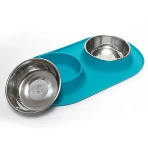 MESSY MUTTS Bol Double Inox Base L Bleu