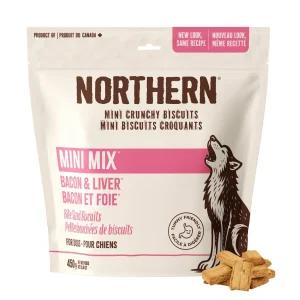 Nothern Mini Mix - Mini Bouchées Bacon et Foie de Boeuf - Biscuits Sans Blé pour Chiens