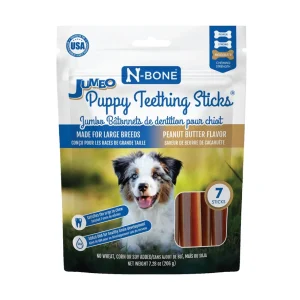 N-Bone - Bâtonnets Jumbo Saveur de Beurre de Cacahuète - Gâteries Dentaires pour Chiots de Grandes Races
