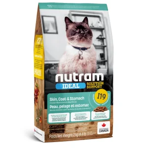 Nutram Ideal (I19) - Chat Peau, Pelage et Estomac Sensible Poulet et Saumon - Nourriture Sèche Sans Grains pour Chats