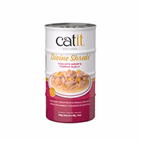 Catit Divine Shreds - Chat Thon avec Crevettes et Citrouille en Gelée - Multipack de 4 x 85 g - Nourriture Humide Sans Grains pour Chats