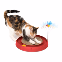 Catit Play - Circuit 3 en 1 avec Balle et Planche à Griffer, Rouge, 36 cm