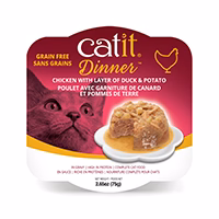 Catit Dinner - Chat Poulet avec Garniture de Canard et Pommes de Terre en Sauce - Nourriture Humide Sans Grains pour Chats