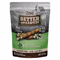 Zoë Better Than Rawhide - Bâtonnets Saveur de Menthe - Gâteries Sans Cuir Brut pour Chiens