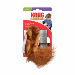 Kong - Écureuil avec Herbe à Chat Rechargeable - Jouet en Peluche pour Chats
