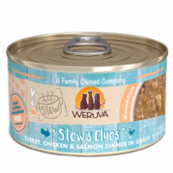Weruva - Chat "Stew's Clues" Dinde, Poulet et Saumon en Sauce - Nourriture Humide Sans Grains pour Chats